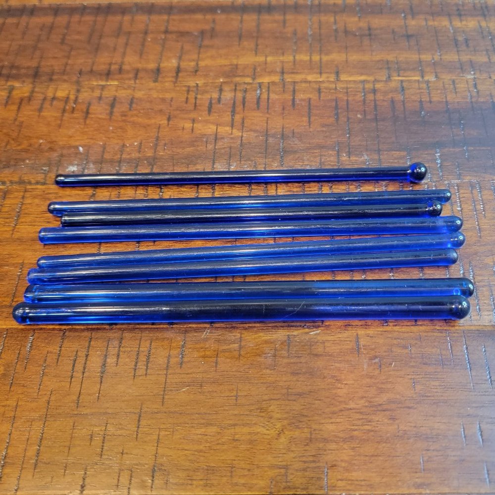Vintage Cobalt Blue Glass Swizzle Sticks, plain, Set of 8 (mixed set)